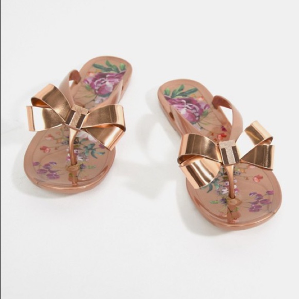 Ted Baker London Rose Gold Floral Sandals